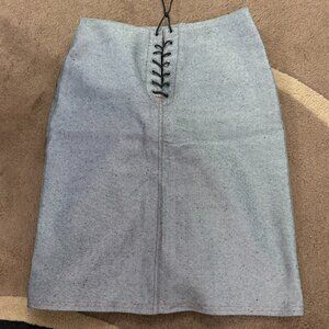Cute skirt - blue and white with red top stitching and lace up front,